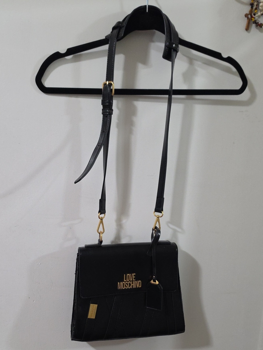 Love Moschino Black Crossbody Bag with Gold Hardware